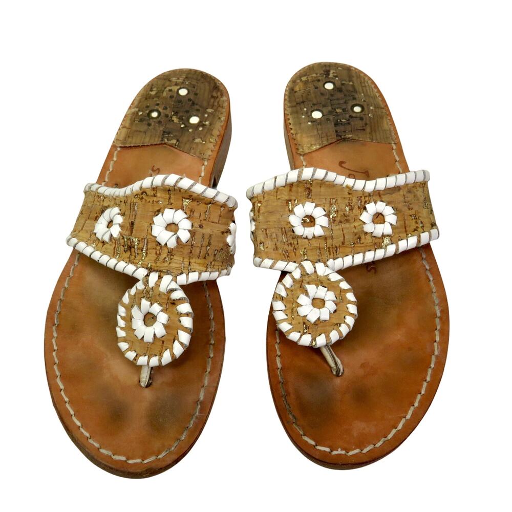 Jack Rogers Palermo Sandals White Boho Beaded Leather Sandals Size 5 - Picture 5 of 8
